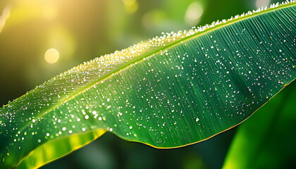 banana leaf nature fresh drop water generated by ai
