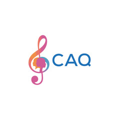 CAQ “Abstract music school logo with people and melody icon” CAQ Later Logo, “Modern music therapy logo with faces and note symbol”
