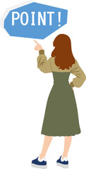point checkを指さす女性のイラスト
