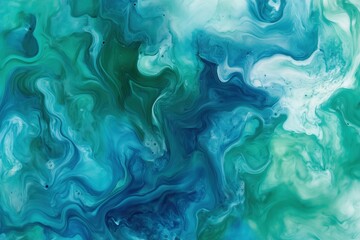 Obraz premium Abstract fluid acrylic painting mixing green and blue colors