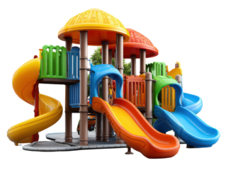 Playground Paradise: A vibrant and inviting playground with colorful slides, climbing structures, and imaginative play areas. This image encapsulates the joy and adventure of childhood.