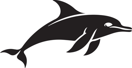 Fototapeta premium A silhouette black and white dolphin logo on white background