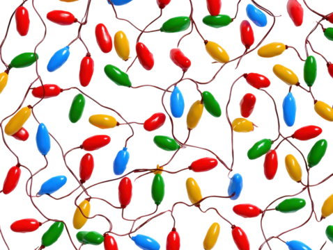 Festive Illumination: A vibrant collection of colorful string lights dances across the frame, evoking the festive spirit of celebration, ready to brighten any event.