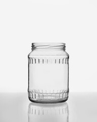 710ml Glass Jar with 82mm Screw Neck and Embossed Square Bands – Studio Lighting on White