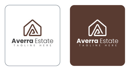 A Letter House Logo with Monoline Outline