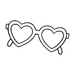 outline drawing of a heart shaped eyeglasses
