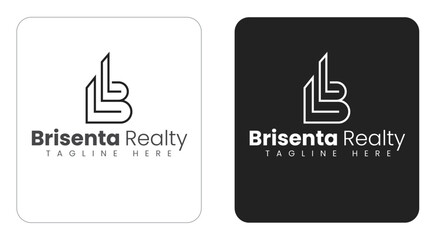Line Art B Letter with Real Estate Logo Concept