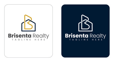 Real Estate Logo with Overlapping B and House Icon