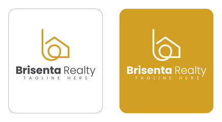 Minimal Line Art B Letter Inside House Logo