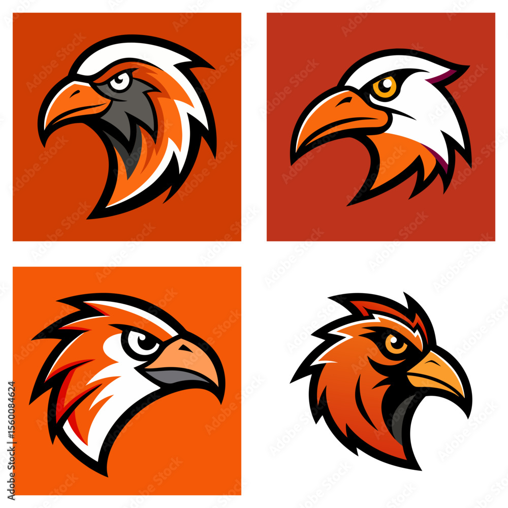 Aufkleber four square images displaying different eagle head designs with varied color schemes and backgrounds