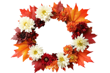 Autumn Wreath Elegance Maple Leaves Fall Flowers Festive Door D cor Thanksgiving Charm Floral Craft