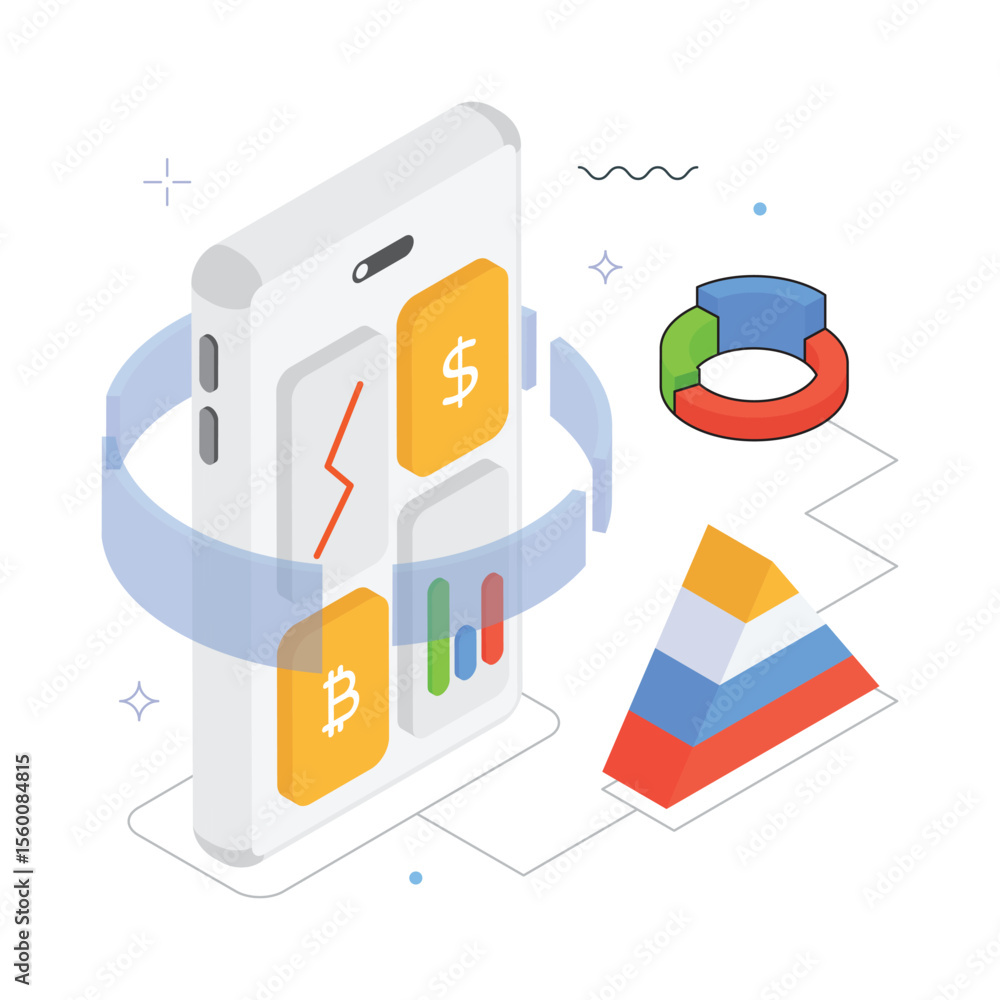 Poster visual report vector isometric illustration. eps 10 file