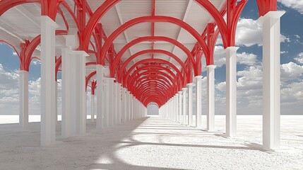 Structural framework of a modern warehouse or factory project with clear metal supports --chaos 100  