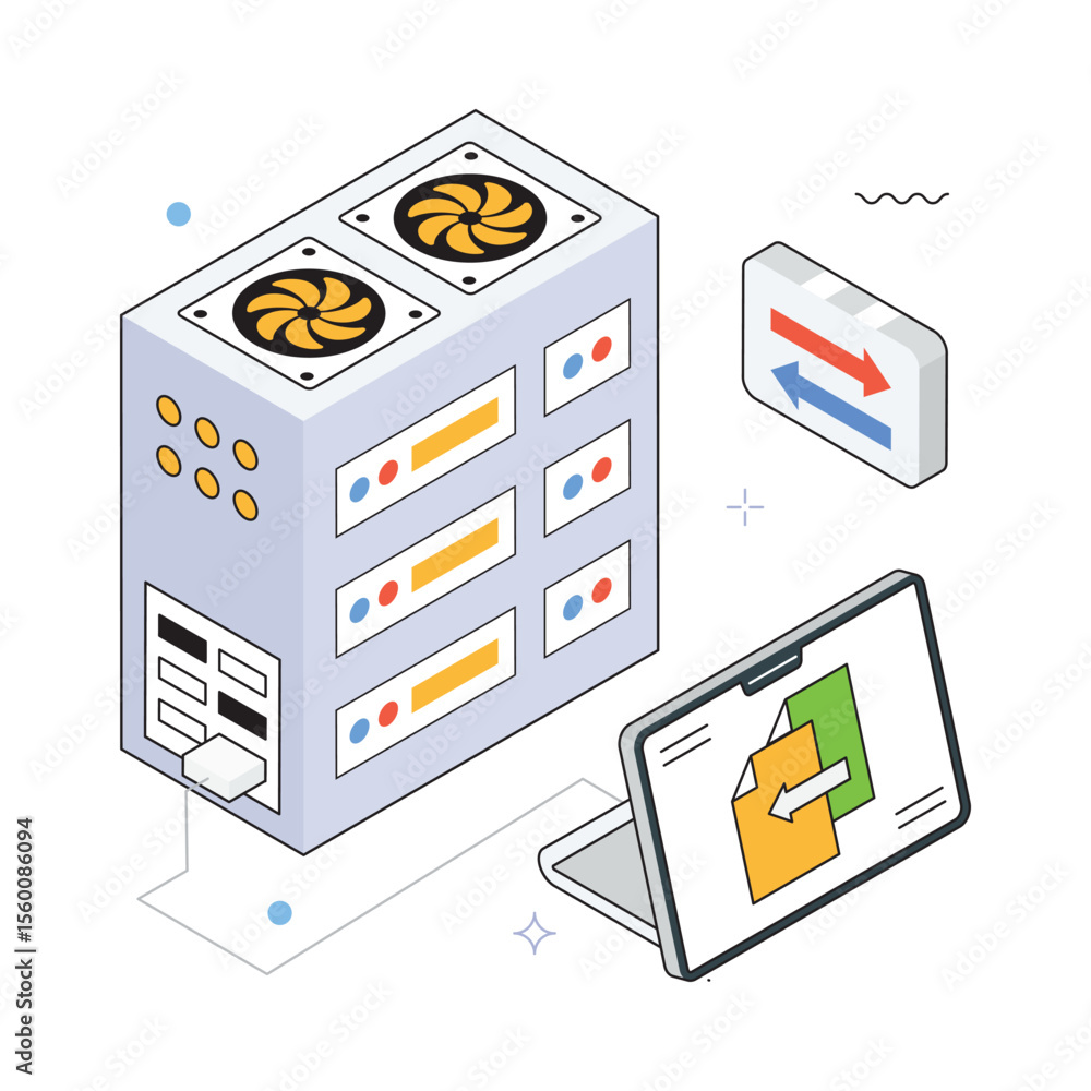 Poster server infrastructure vector isometric illustration. eps 10 file