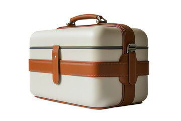 Chic Cream Luggage Bag with Tan Leather Details Travel Style Vacation Business Stylish Minimalist