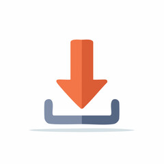 Simple, flat download icon with orange arrow pointing downwards.