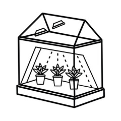 Compact indoor greenhouse growing multiple herb plants Vector illustration