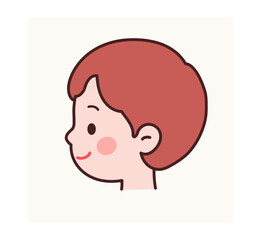 Side Face of a Cute Little Boy – Vector Illustration

