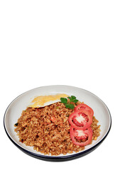 Spicy Fried Rice with Sunny Side Up Egg and Tomato