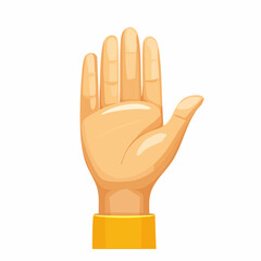 Obraz premium Cartoon illustration of a light-skinned hand raised in a gesture.
