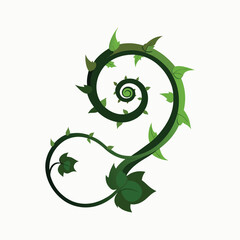Elegant Ivy Vine Curling in Spiral Shape with Detailed Shadowing for Decorative and Botanical Designs