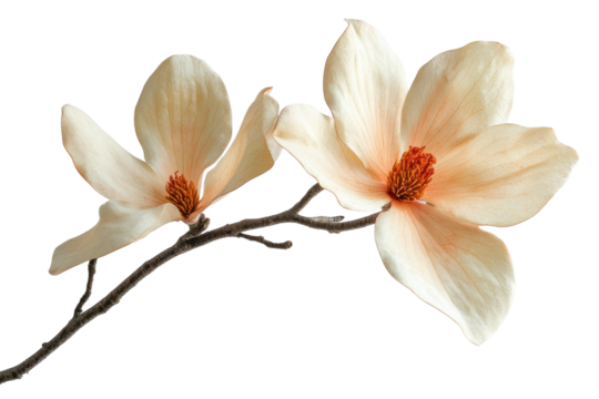 Floral arrangement of magnolia blossoms with delicate petals branch nature art and decorative flower