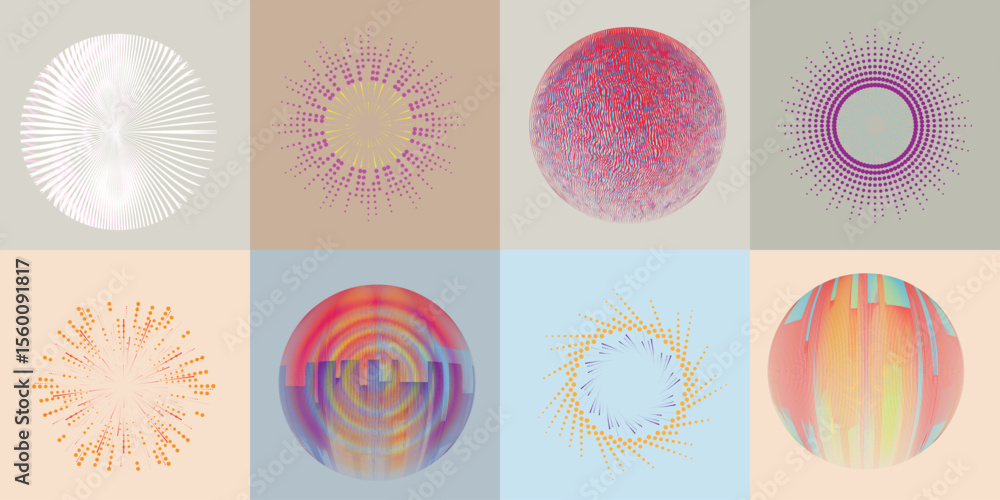 Poster lines and dots in circle form .rotate rounded shape vector illustration .rotating dots form a circle