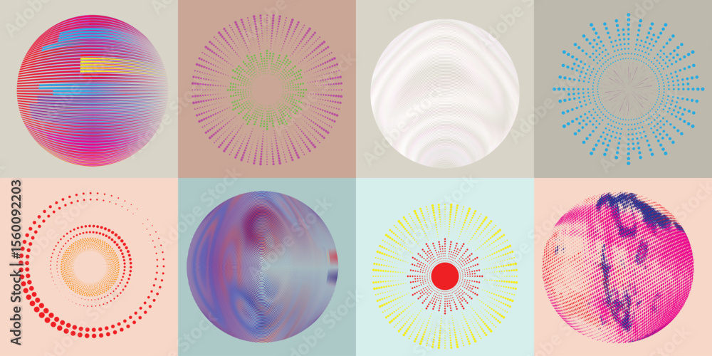 Poster lines and dots in circle form .rotate rounded shape vector illustration .rotating dots form a circle
