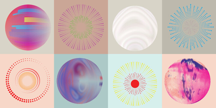 Lines and dots in Circle Form .Rotate rounded shape Vector Illustration .Rotating dots form a circle .Rotating design element . Various lines forming round shape . Abstract Geometric line art .
