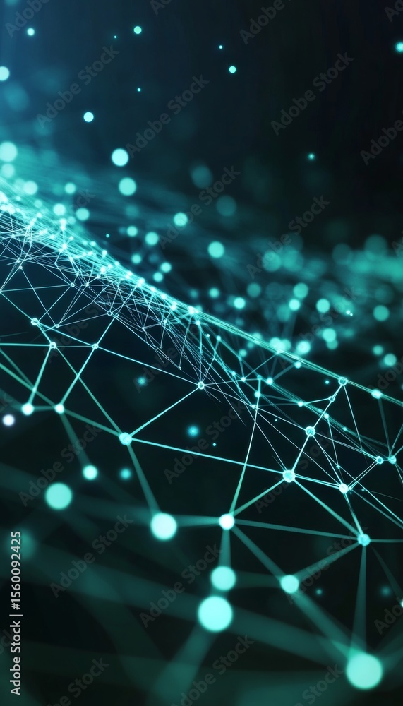Poster abstract polygonal design with interconnected network for tech and data science backgrounds