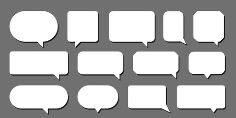 Set of vector speech bubble labels. Retro color special offer design elements, chat emblem, black callout