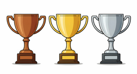 Gold Silver Bronze Trophy Cups Award Winning Success Achievement Champion Victory Prize Competition