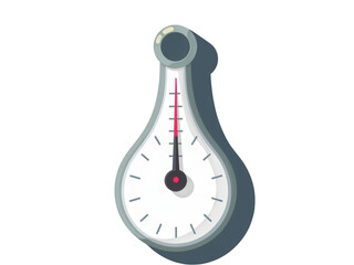 a simple flat 2d icon of a 'barometer', showing the needle falling sharply to indicate an approaching storm, minimalist design, solid gray and red colors, clean sharp lines, no shadows