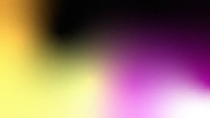 Black yellow orange magenta pink white abstract background. Color gradient ombre blend. Soft blur texture. Bright light glow. Vibrant neon haze. Smooth transition. Artistic noise grain mesh