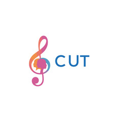 CUT “Abstract music school logo with people and melody icon” CUT Later Logo, “Modern music therapy logo with faces and note symbol”
