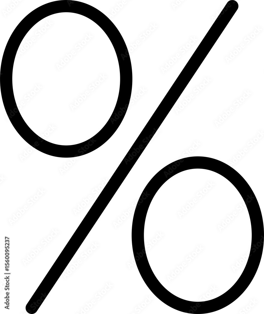 Aufkleber a bold black percentage symbol with two circles and a diagonal line isolated on transparent backgrou