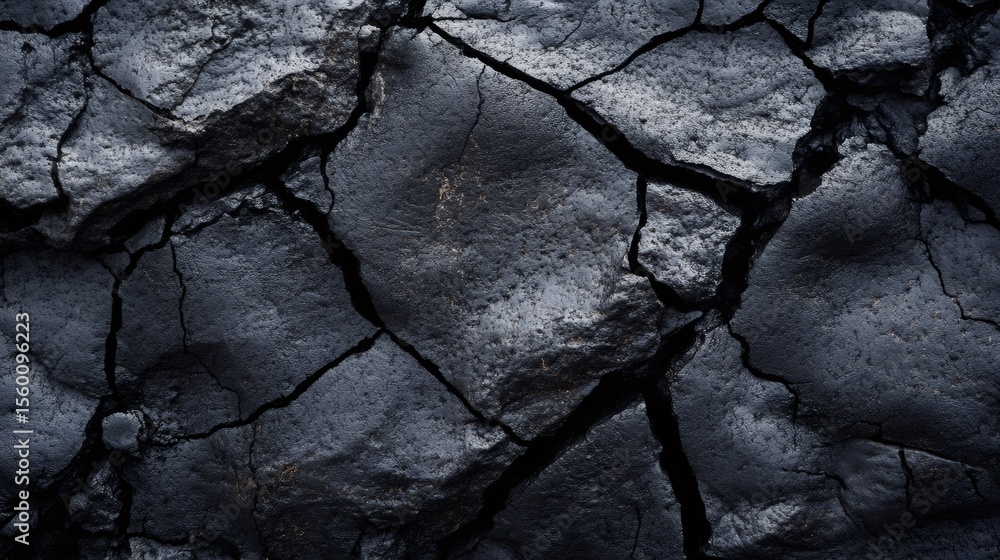 Poster deep cracks are forming on the dark earth surface, revealing the epicenter of a devastating earthqua