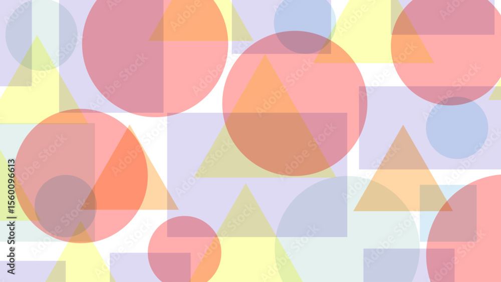 Poster geometric abstract background with transparent colorful circles and shapes