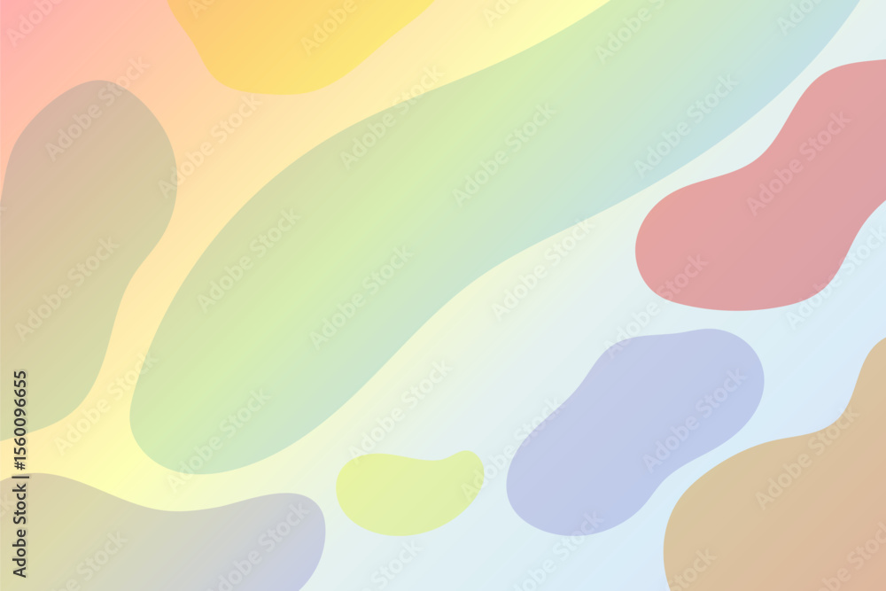 Poster abstract pastel shapes on gradient background with soft colors