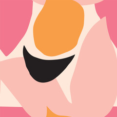 Seamless abstract pattern with bold organic shapes in modern collage style. Trendy, playful, and artistic seamless pattern in bright colors