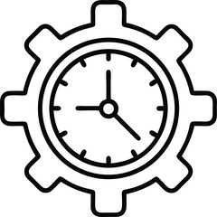 Clock with Gear Time Management Icon for Business