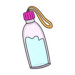 Hand drawn vector illustration of bottle with water. Illustration of bottle with water to go