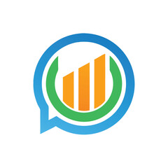 Bar Chart in Speech Bubble Icon Design Logo Vector.