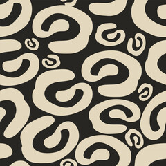 Seamless beige and black abstract swirl pattern with organic loops and playful curves. Perfect for modern textiles, wallpapers, or digital backgrounds. High-resolution vector repeat design.