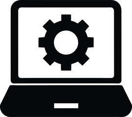 System settings gear screen icon vector sign