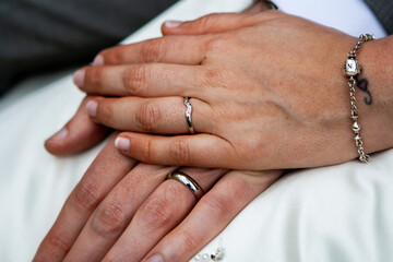 hands of the groom and bride