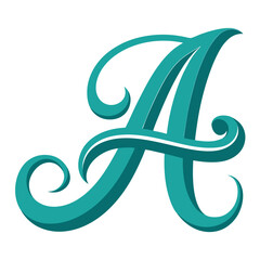 Naklejka premium An elegant and flowing calligraphic capital letter A, isolated on a clean white background, artistic and classic.