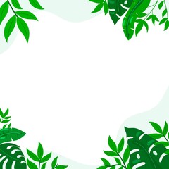 Elegant botanical leaf frame on white background, minimalist and natural design with green foliage forming a border or wreath. Perfect for wedding invitations, greeting cards, eco-friendly branding, o