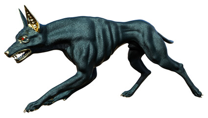 3D Rendering Anubis Hound on White