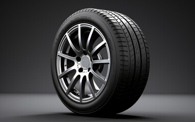 Fototapeta premium Car tire with alloy rim isolated on background